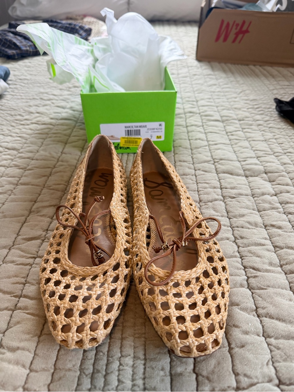 Sam Edelman Woven Crochet Ballet Flats in Natural Tan